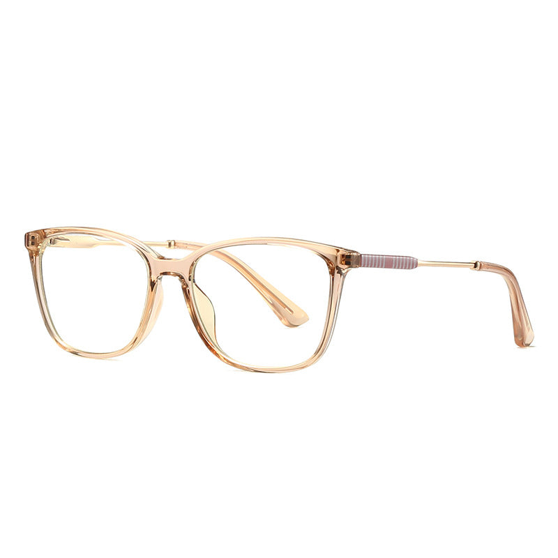 Gold Bridge Square Blue Light Blocking Glasses in Champagne Nude