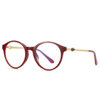 Cabochon Temple Round Blue Light Blocking Glasses in Ruby Red