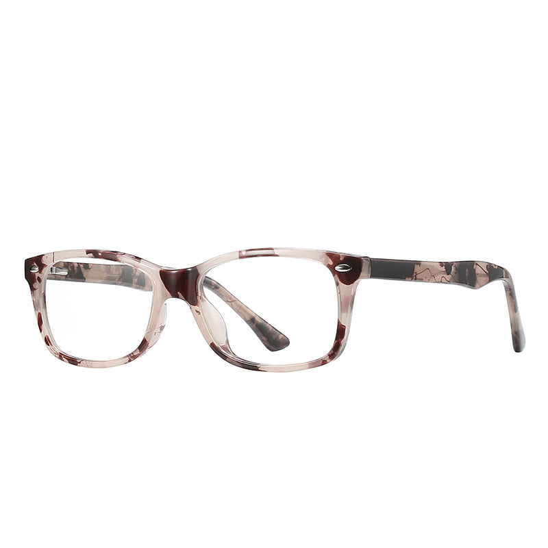 Wire Core Rectangle Blue Light Blocking Glasses in Marble Tortoiseshell