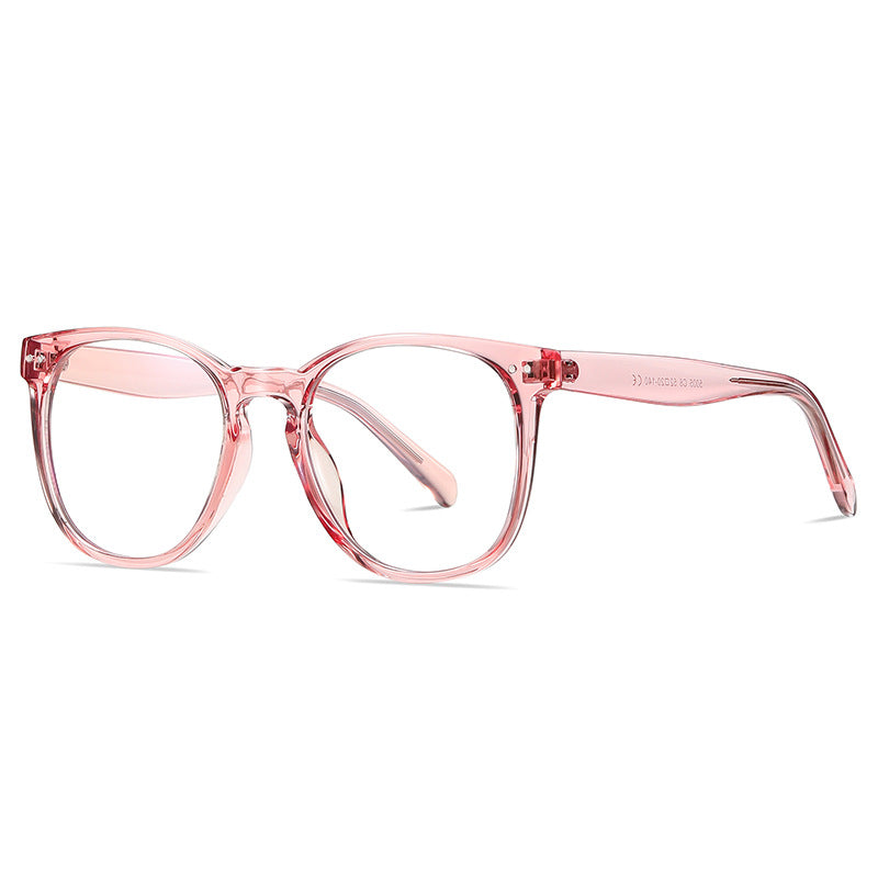 Dual Rivet Keyhole Round Blue Light Blocking Glasses in Translucent Blush Pink