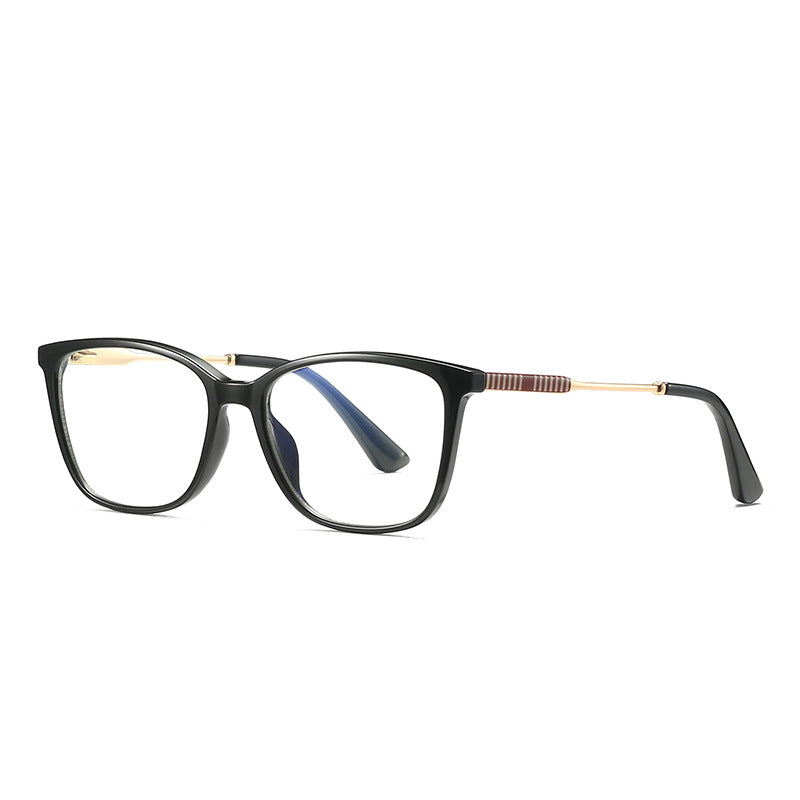 Gold Bridge Square Blue Light Blocking Glasses in Glossy Black
