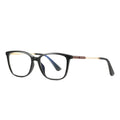 Gold Bridge Square Blue Light Blocking Glasses in Glossy Black