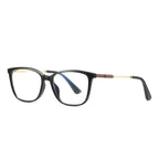 Gold Bridge Square Blue Light Blocking Glasses in Glossy Black