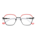 Arched Brow Geometric Square Blue Light Blocking Glasses in Black with Pink Brow
