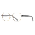 Dual Rivet Metal Square Blue Light Blocking Glasses in Silver & Grey