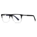 Knurled Band Flat Top Spring Hinge Blue Light Blocking Glasses in Black & Clear Gradient Two-Tone