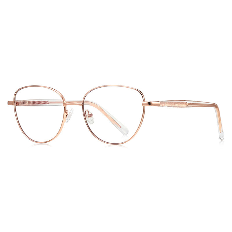 LENSVA Visible Spring Hinge Round Blue Light Glasses in Clear Rose Gold