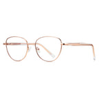 LENSVA Visible Spring Hinge Round Blue Light Glasses in Clear Rose Gold