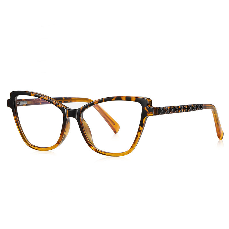 Pyramid Stud Cat Eye Blue Light Blocking Glasses in Classic Tortoiseshell with Black Temples