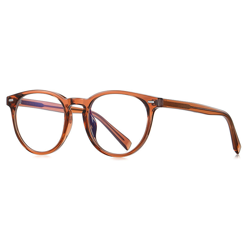 Classic Round Blue Light Blocking Glasses in Amber Brown