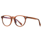 Classic Round Blue Light Blocking Glasses in Amber Brown