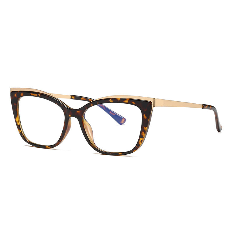 Gold Trim Cat Eye Blue Light Blocking Glasses in Amber Tortoiseshell & Gold