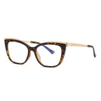 Gold Trim Cat Eye Blue Light Blocking Glasses in Amber Tortoiseshell & Gold
