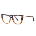 Geometric Link Cat Eye Blue Light Blocking Glasses in Classic Tortoiseshell