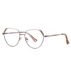 Studded Corner Geometric Spring Hinge Blue Light Glasses in Gold with Textured Black Brow Accents and Teal Tips