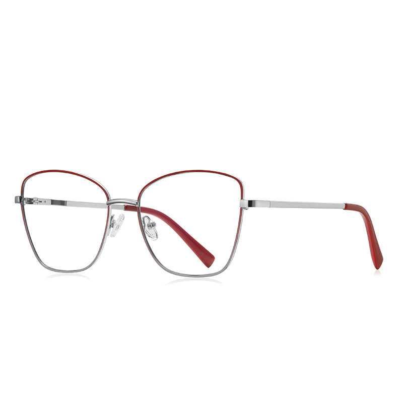 Enamel Wire Butterfly Blue Light Blocking Glasses in Silver & Crimson Red Enamel