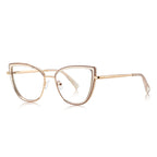 Double-Rim Cat Eye Blue Light Blocking Glasses in Gold &amp; Nude Champagne