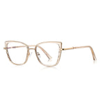 Metal Bridge Square Blue Light Blocking Glasses in Champagne Nude