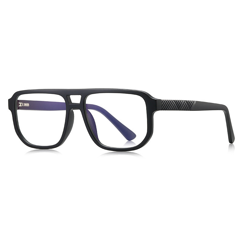 Chevron Temple Navigator Blue Light Blocking Glasses in Crystal Clear