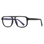 Chevron Temple Navigator Blue Light Blocking Glasses in Crystal Clear