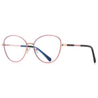 Colorblock Temple Butterfly Blue Light Blocking Glasses in Rose Gold with Blush Pink Enamel Rim