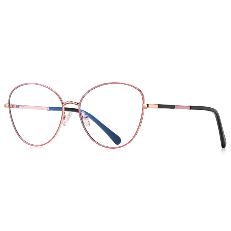Colorblock Temple Butterfly Blue Light Blocking Glasses in Rose Gold with Blush Pink Enamel Rim