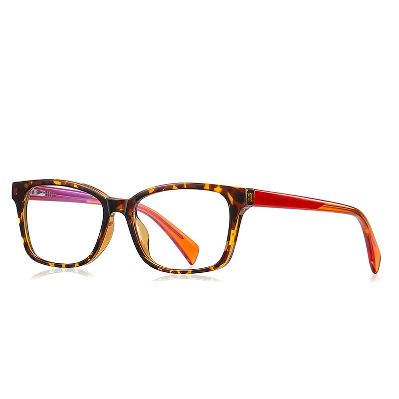 Contrast Temple Rectangle Blue Light Blocking Glasses in Tortoiseshell & Orange