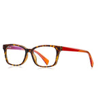 Contrast Temple Rectangle Blue Light Blocking Glasses in Tortoiseshell & Orange