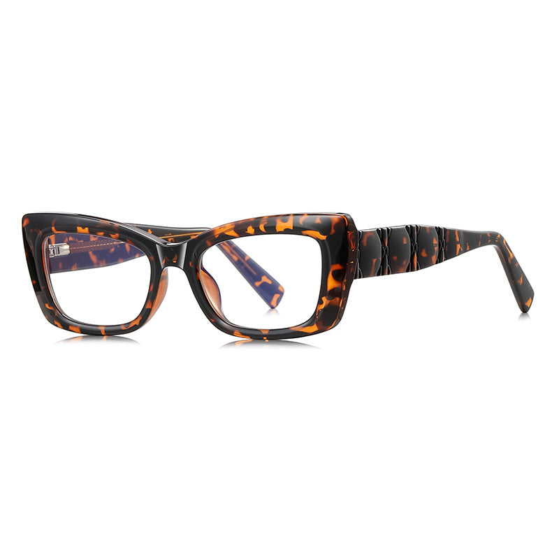 Quilted Temple Cat Eye Blue Light Blocking Glasses in Classic Tortoiseshell