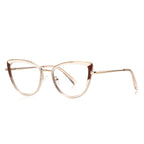 Wingtip Inset Cat Eye Blue Light Blocking Glasses in Champagne & Burgundy