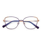 Twisted Rope Brow Butterfly Blue Light Blocking Glasses in Indigo Purple with Rose Gold Rope Brow