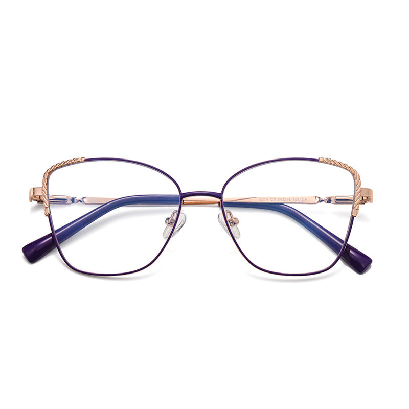 Twisted Rope Brow Butterfly Blue Light Blocking Glasses in Indigo Purple with Rose Gold Rope Brow