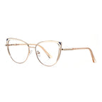 Colorblock Wingtip Cat Eye Blue Light Blocking Glasses in Champagne & Navy