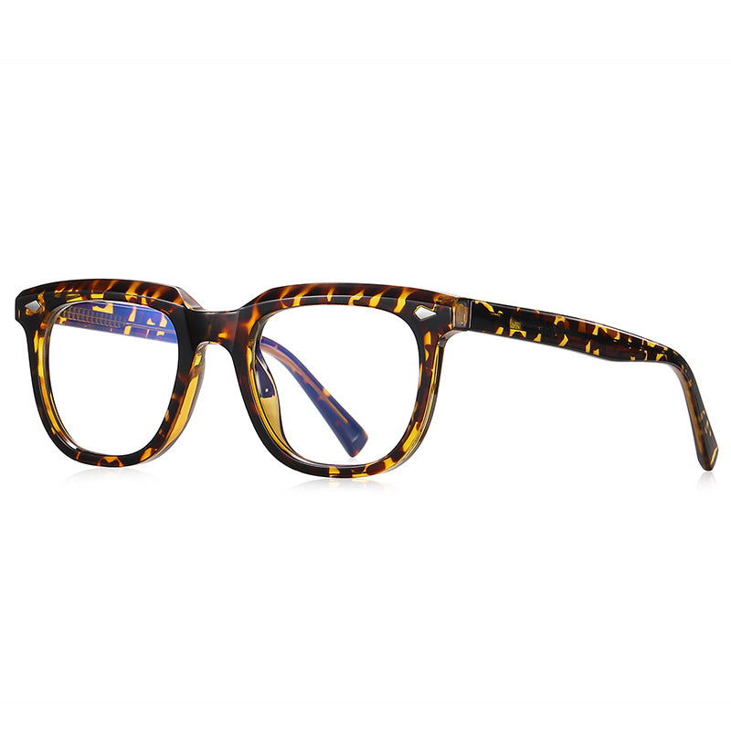 Diamond Rivet Square Blue Light Blocking Glasses in Amber Leopard Tortoiseshell