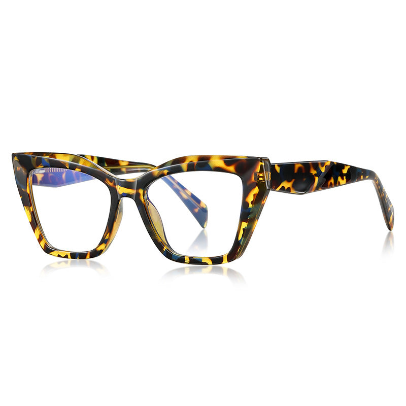 Faceted Cat Eye Blue Light Blocking Glasses in Amber Tortoiseshell