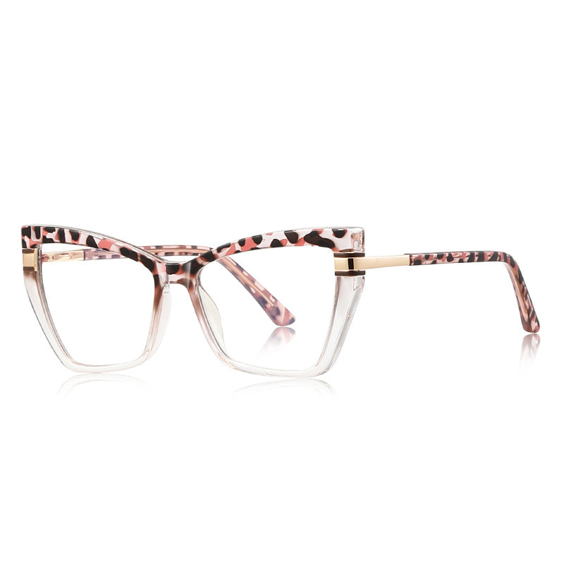 Winged T-Bar Cat Eye Blue Light Blocking Glasses in Pink Tortoiseshell & Gold