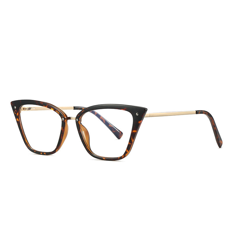 Gold Brow Bar Cat Eye Blue Light Blocking Glasses in Amber Leopard Tortoiseshell