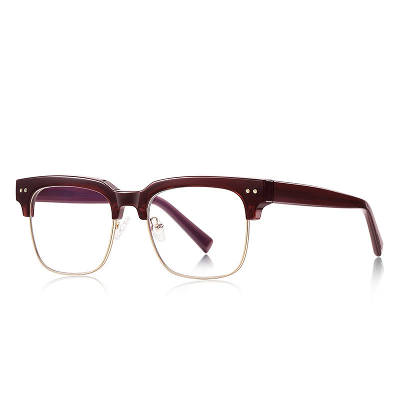Vintage Browline Blue Light Blocking Glasses in Burgundy & Gold
