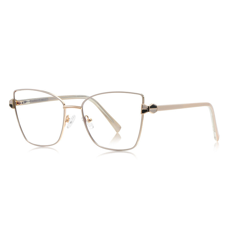 Bowtie Hinge Cat Eye Blue Light Blocking Glasses in Champagne Gold