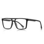 Ribbed Temple Navigator Blue Light Blocking Glasses in Matte Black