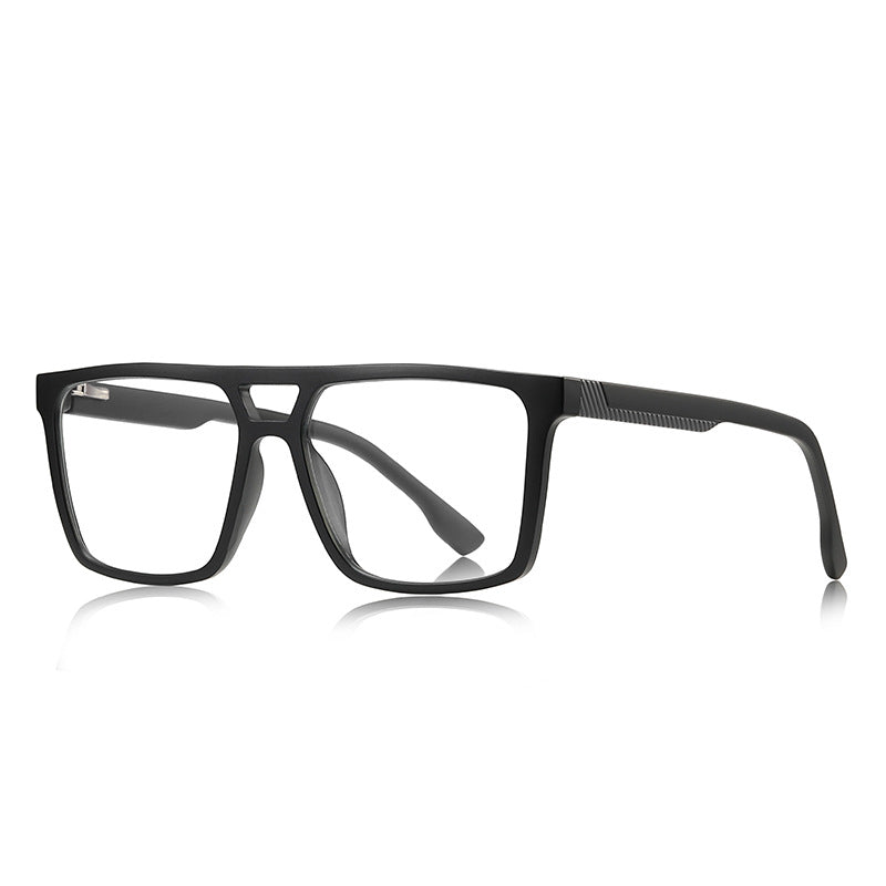 Ribbed Temple Navigator Blue Light Blocking Glasses in Matte Black