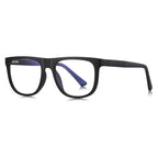 Herringbone Temple Square Blue Light Blocking Glasses in Amber Tortoiseshell
