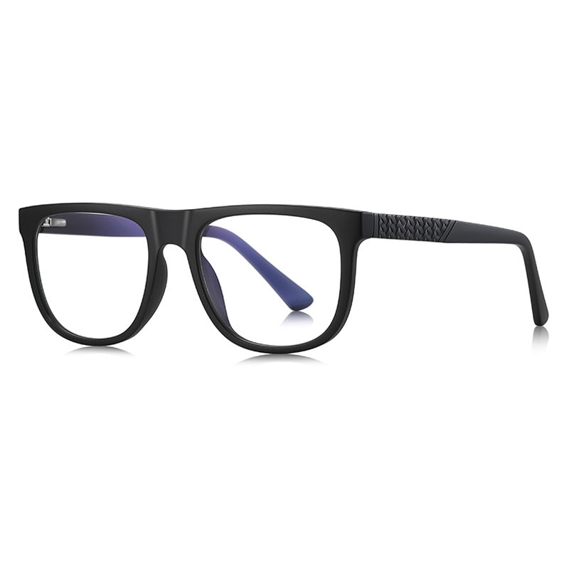 Herringbone Temple Square Blue Light Blocking Glasses in Amber Tortoiseshell