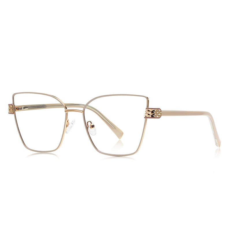 Diamond-Cut Hinge Butterfly Blue Light Blocking Glasses in Wine Plum with Gold Hardware