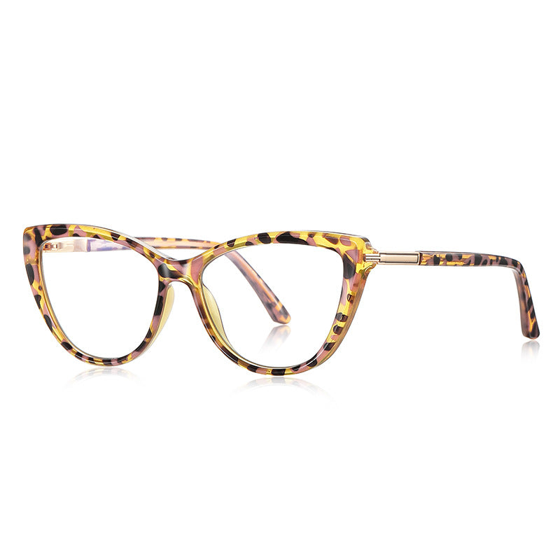 T-Bar Cat Eye Blue Light Blocking Glasses in Amber Tortoiseshell & Gold
