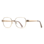 Enamel Accent Metal Square Blue Light Blocking Glasses in Gold & Taupe