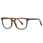 Colorblock Pyramid Stud Square Blue Light Blocking Glasses in Tortoiseshell & Teal