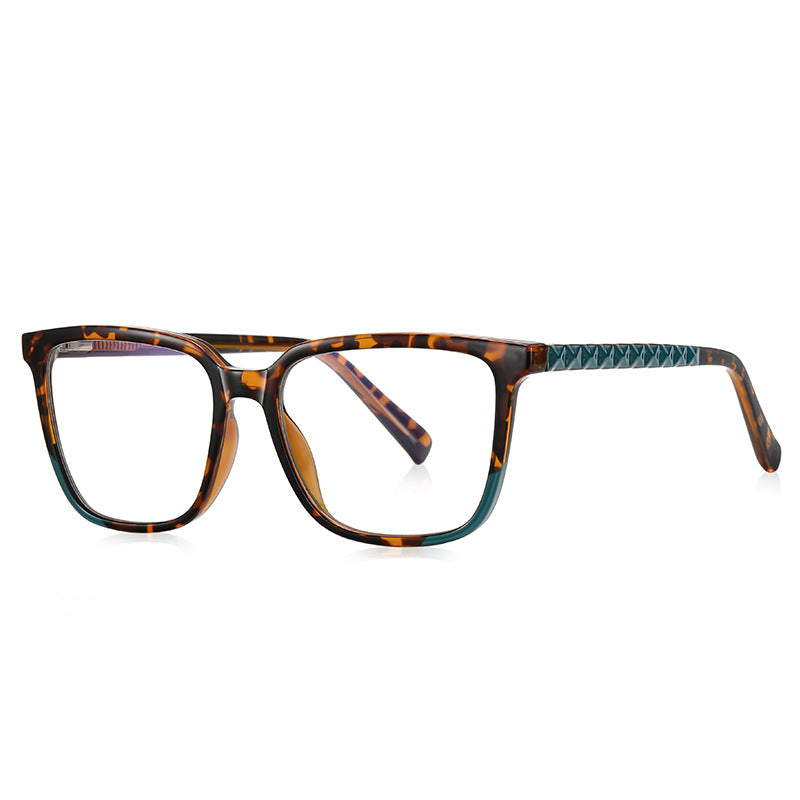 Colorblock Pyramid Stud Square Blue Light Blocking Glasses in Tortoiseshell & Teal