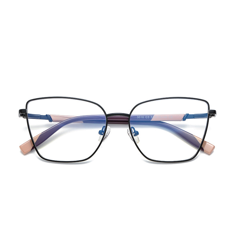 Spliced Temple Butterfly Blue Light Blocking Glasses in Black & Purple/Nude