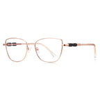 Beaded Temple Square Blue Light Blocking Glasses in Rose Gold with Peach Enamel Rim
